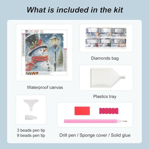 Domnpes عيد الميلاد ثلج الماس مجموعات الفن للبالغين، 5D مجموعات الطلاء الماس للمبتدئين، DIY جولة الحفر الكامل حبة الحرفية لديكور الحائط المنزل هدية 11.8x11.8 بوصة، الشتاء in Kuwait