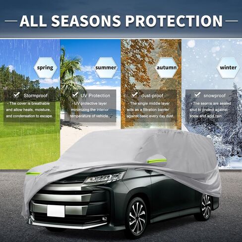 غطاء سيارة X AUTOHAUX لسيارة Toyota Noah من الألومنيوم، غطاء سيارة كامل من القطن للاستخدام الخارجي في جميع الأحوال الجوية مقاوم للماء ومقاوم للرياح وحماية من الشمس مع سحاب باب السائق in Kuwait