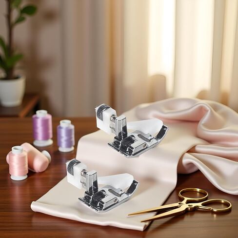 2Pcs Silver Blind Stitch Hem Foot Sewing Machine Presser Foot Fit for Most Low Shank Snap-On Singer, Brother, Babylock, Janome, Elna and More Sewing Machines, Sewing Machine Parts and Accessories in Kuwait