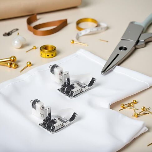 2Pcs Silver Blind Stitch Hem Foot Sewing Machine Presser Foot Fit for Most Low Shank Snap-On Singer, Brother, Babylock, Janome, Elna and More Sewing Machines, Sewing Machine Parts and Accessories in Kuwait