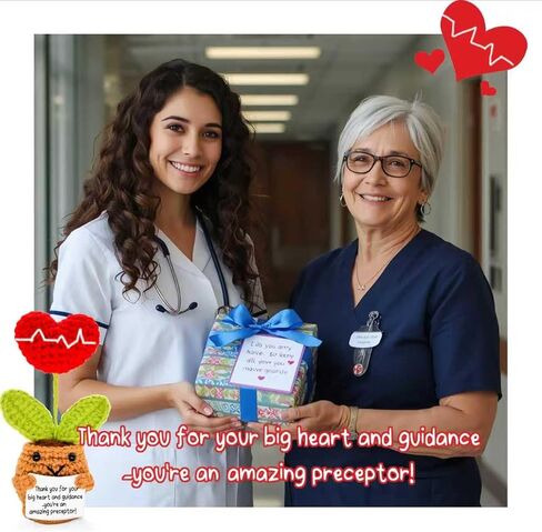 YRUKOMU Nurse Preceptor Definition Gift Heart Crochet with Positive Cards Desk Decor Accessories Preceptor Appreciation Medical LPN Thank You Gifts for PA Doctor Nursing Mentor Instructor in Saudi Arabia