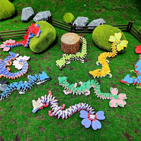Random 10 PCS 3D Printed Dragon, 8.6" 3D Printed Flexible Articulated Dragon, 3D Printed Animals, Easter Basket Stuffers Essentials Fidegt Toys for Autism/ADHD, Home Office Decor in Saudi Arabia