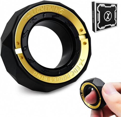 Metal Fidget Spinner for Adults – Magnetic Fidget Ring, Sound & Silent Dual Mode, Stainless Steel EDC Fidget Toy, Stress Relief for Anxiety ADHD, Quiet Desk Spinner, Lightning Series (Matte Black) in Saudi Arabia