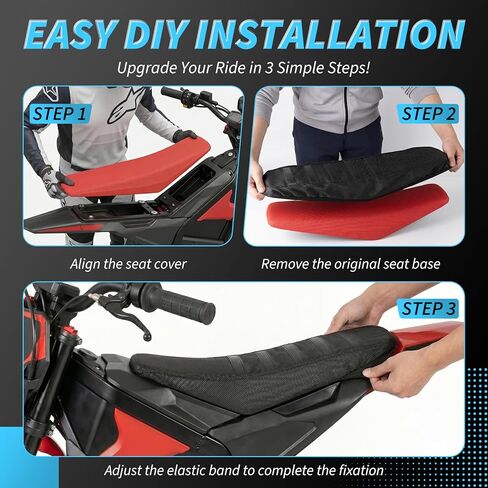 Gripper Seat Cover Compatible with Yozma IN10 Electric Dirt Bike - Non-Slip Striped Polyester Seat Cushion Protector for Ebike, Waterproof Motocross Upgrade Accessories for Off-Road Riding (Black) in Kuwait