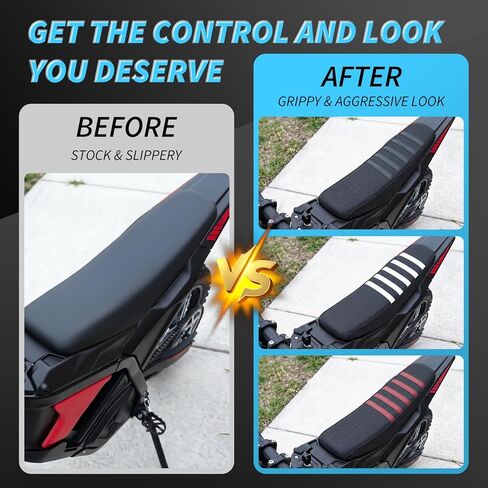 Gripper Seat Cover Compatible with Yozma IN10 Electric Dirt Bike - Non-Slip Striped Polyester Seat Cushion Protector for Ebike, Waterproof Motocross Upgrade Accessories for Off-Road Riding (Black) in Kuwait