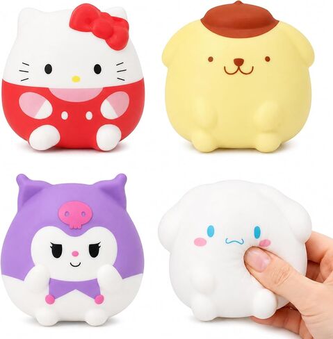 4-Piece Cute Anime Style Slow Rise Squishy Toys | Soft Squeeze Fidget Toys | Kawaii Desk Decor for Anxiety Relief | Adorable Healing Gift to Help You Relax in Saudi Arabia