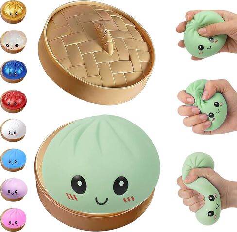 Glitter Dumpling Squishy,Dumpling Squishies,Glitter Dumpling Mystery Box,Colorful Dumpling Stress Balls Fidget,Jumbo Squishy Toy with Steamer Box,Soft Squeeze Decompression Dough (Glitter Red) in Saudi Arabia