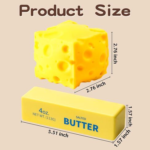 Butter Squishy Toy Big Cheese Squeeze Toys Stress Balls Slow Rising Squishy Fidget Toys Sensory Stress Relief Squishies Novelty Toy Gift Party Favors for Kids and Adults, 2 Pack in Saudi Arabia