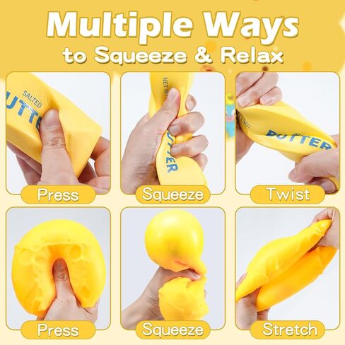 Butter Squishy Toy Big Cheese Squeeze Toys Stress Balls Slow Rising Squishy Fidget Toys Sensory Stress Relief Squishies Novelty Toy Gift Party Favors for Kids and Adults, 2 Pack in Saudi Arabia