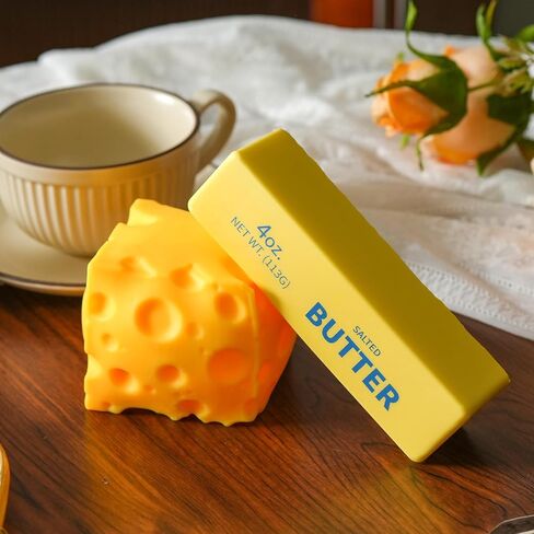Butter Squishy Toy Big Cheese Squeeze Toys Stress Balls Slow Rising Squishy Fidget Toys Sensory Stress Relief Squishies Novelty Toy Gift Party Favors for Kids and Adults, 2 Pack in Saudi Arabia