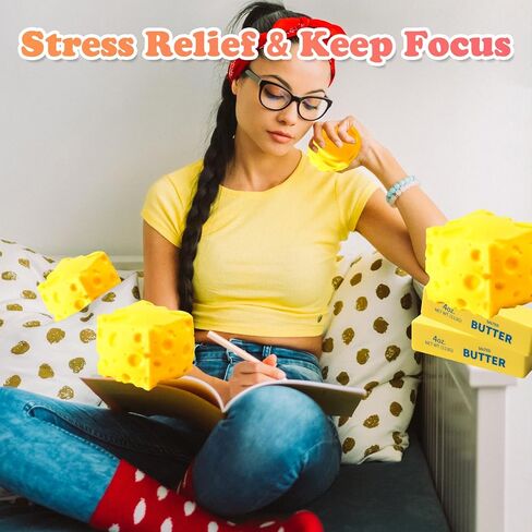 Butter Squishy Toy Big Cheese Squeeze Toys Stress Balls Slow Rising Squishy Fidget Toys Sensory Stress Relief Squishies Novelty Toy Gift Party Favors for Kids and Adults, 2 Pack in Saudi Arabia