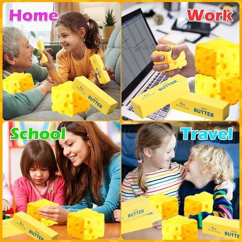 Butter Squishy Toy Big Cheese Squeeze Toys Stress Balls Slow Rising Squishy Fidget Toys Sensory Stress Relief Squishies Novelty Toy Gift Party Favors for Kids and Adults, 2 Pack in Saudi Arabia