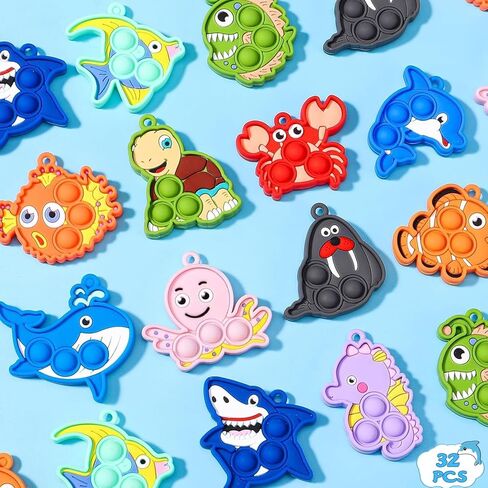 32 Packs Valentine's Day Gifts for Kids Sensory Pop Fidgets Toys Mini Farm Animal Keychains Bulk Party Favors for Toddlers Girls Boys School Classroom Prizes Exchange Birthday Goodie Bag Stuffers in Saudi Arabia
