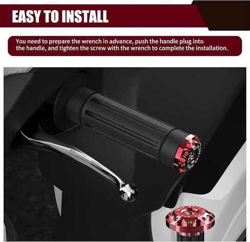 2 PCS Motorcycle Bar End Plug, Alloy Anti-rust Anti-collision Handlebar Grip End Caps, 7/8" 22mm Handlebar Decorations, for Most Scooters, Off-Road Motorcycles (Red) in Saudi Arabia