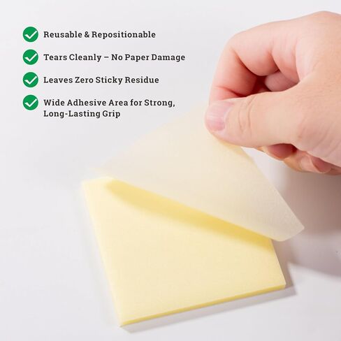Gel Pen Friendly Colored Transparent Sticky Notes - Translucent Matte Pastel Pads for Study, 5 Bright Colors, 3x3 in, 5 Pads 250 Sheets, Quick Dry Smudge-Free in Kuwait