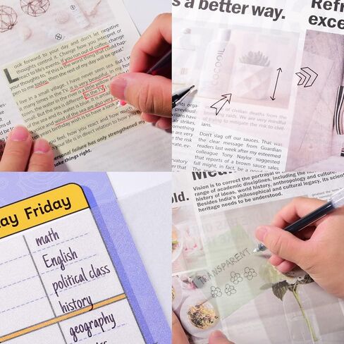Gel Pen Friendly Colored Transparent Sticky Notes - Translucent Matte Pastel Pads for Study, 5 Bright Colors, 3x3 in, 5 Pads 250 Sheets, Quick Dry Smudge-Free in Kuwait