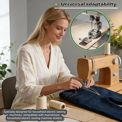 Universal Zipper Presser Foot for Low Shank Snap-On Sewing Machines - All Metal, Easy Clip-On Installation, Precision Stitching for Zippers, Piping, Home Decor & Garment Projects in Saudi Arabia