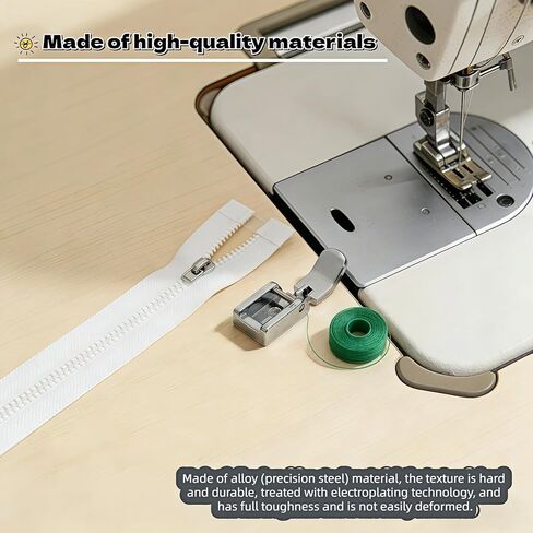 Universal Zipper Presser Foot for Low Shank Snap-On Sewing Machines - All Metal, Easy Clip-On Installation, Precision Stitching for Zippers, Piping, Home Decor & Garment Projects in Saudi Arabia