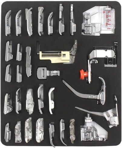 32-Piece Sewing Machine Presser Foot Set with Case, Feet Kit for Knitting Zipper Blind Stitch and Overlock, Compatible with Singer Low Shank Machines in Kuwait