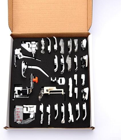 32-Piece Sewing Machine Presser Foot Set with Case, Feet Kit for Knitting Zipper Blind Stitch and Overlock, Compatible with Singer Low Shank Machines in Kuwait