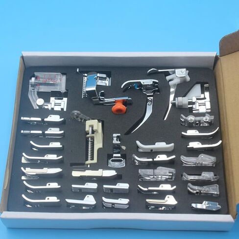 32-Piece Sewing Machine Presser Foot Set with Case, Feet Kit for Knitting Zipper Blind Stitch and Overlock, Compatible with Singer Low Shank Machines in Kuwait