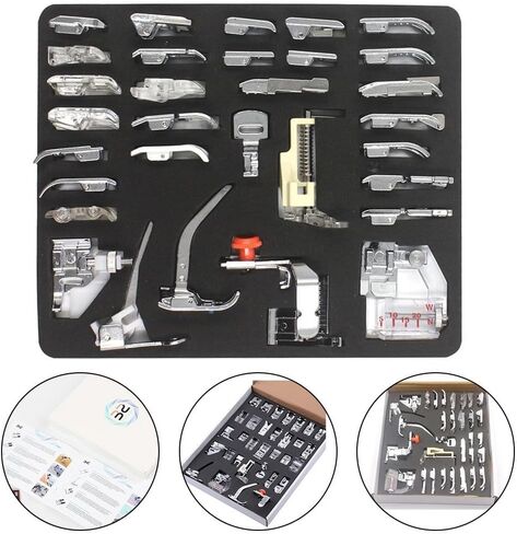 32-Piece Sewing Machine Presser Foot Set with Case, Feet Kit for Knitting Zipper Blind Stitch and Overlock, Compatible with Singer Low Shank Machines in Kuwait