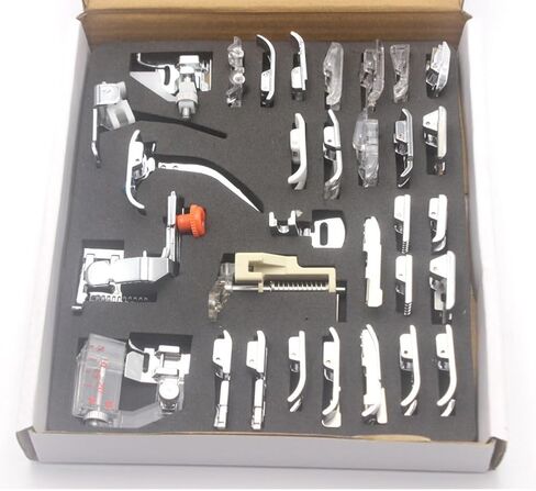32-Piece Sewing Machine Presser Foot Set with Case, Feet Kit for Knitting Zipper Blind Stitch and Overlock, Compatible with Singer Low Shank Machines in Kuwait
