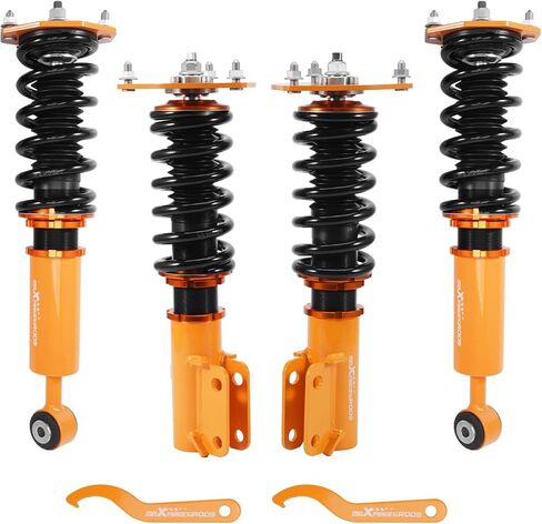 maXpeedingrods Coilovers for Mitsubishi 3000GT FWD 1991-1999, for Dodge Stealth FWD 1991-1996, Height Adjustable Coilovers Suspension Kit, Preset Damping Lowering Kit Gold in Kuwait