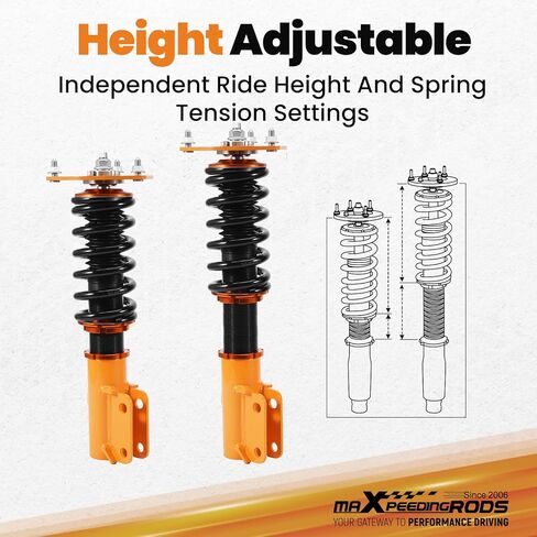 maXpeedingrods Coilovers for Mitsubishi 3000GT FWD 1991-1999, for Dodge Stealth FWD 1991-1996, Height Adjustable Coilovers Suspension Kit, Preset Damping Lowering Kit Gold in Kuwait