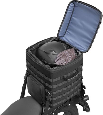 KEMIMOTO Folding Motorcycle Sissy Bar Tail Bag with Quick Access Window Expandable 53-60L Travel Luggage Helmet Bag for Touring Adventure Softail Road King Road Street Glide R 1250 1300 GS Tenere 700 in Kuwait
