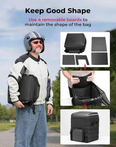KEMIMOTO Folding Motorcycle Sissy Bar Tail Bag with Quick Access Window Expandable 53-60L Travel Luggage Helmet Bag for Touring Adventure Softail Road King Road Street Glide R 1250 1300 GS Tenere 700 in Kuwait