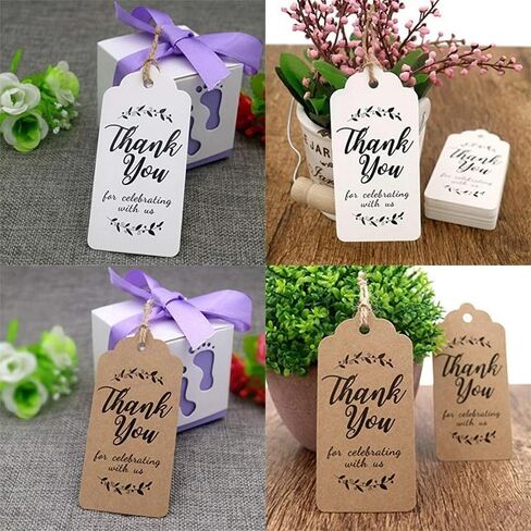 Personalized Gift Tag, Custom Favor Label, Kraft Wrapping Decoration, Wedding Supplies Birthday Party Craft, Thick Paper Hang Card with String in Saudi Arabia