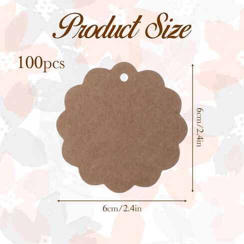 100 قطعة من علامات الهدايا الورقية ذات الصدفي مع سلسلة، علامات بنية مستديرة مقاس 2.4 بوصة من ورق الكرافت هدية مع خيوط الجوت الطبيعية للملابس، هدايا تزيين الزفاف، الفنون والحرف اليدوية، حفلة عيد الميلاد in Kuwait