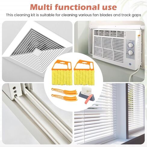5Pcs Window Blind Cleaning Set, Washable 7 Fingers Duster Brush Dusting Cleaner Tool, Blinds Air Conditioner Keyboard Fan Duster Dirt Housekeeping Tool(Yellow,Size:6.3inch) in Saudi Arabia