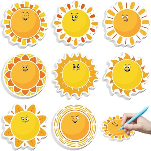 24 Packs Summer Sun Sticky Notes, 600 Sheets Self-Adhesive Smile Sunshine Notepads Sun Writing Memo Pads for Summer Gifts Party Favor Student Reward Home School Office Supplies in Saudi Arabia