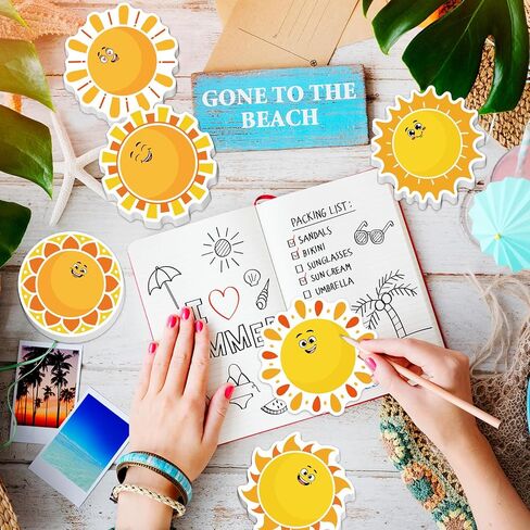 24 Packs Summer Sun Sticky Notes, 600 Sheets Self-Adhesive Smile Sunshine Notepads Sun Writing Memo Pads for Summer Gifts Party Favor Student Reward Home School Office Supplies in Saudi Arabia