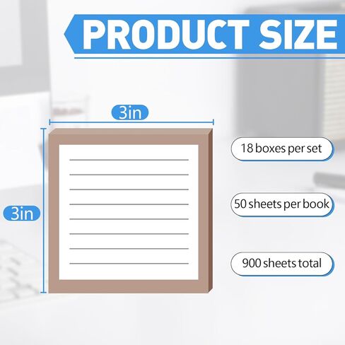 18 Pack Lined Sticky Notes, 3x3 in Sticky Notes with Lines, 6 Different Colour Super Sticking Memo Pads for Office, School, Home Desks and More in Saudi Arabia