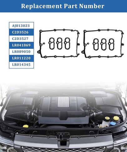 AJ813023 Valve Cover Gasket Set Fits for Jaguar F-Type 2014-2021, Fits for F-Pace 2017-2020,Fits for Land Rover Discovery 2017-2020 3.0L V6 Engine,Replaces C2D3526,C2D3527,LR041869,LR089050,LR011220 in Saudi Arabia