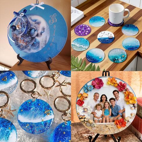 4 Pcs Round Silicone Resin Molds,Coaster Silicone Molds for Resin, Epoxy Resin-Mold for DIY Clock, Picture Frame, Jewelry Tray, Cup Mats, Keychain, Home Decoration (4 Sizes) in Saudi Arabia