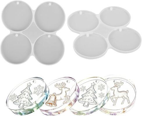 4-Cavity Silicone Molds with Hole,Silicone Round Keychain Molds Resin Circle Molds for DIY Ornaments Pendant Jewelry Making in Saudi Arabia