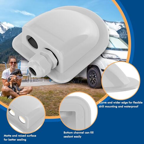 2 Pack of IP68 Waterproof Solar Cable Entry Gland by Restmo, Weather Resistant Dual Cable Entry Housing for Solar Panels of RV, Caravan, Marine, Boat, Cabin, White in Kuwait