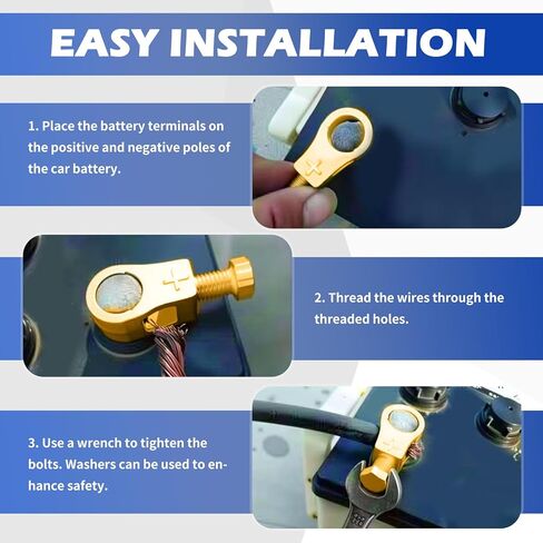 2PCS Car Battery Terminal Connector,Car Copper Battery Terminals for Providing Current Transfer,Universal Cars Batteries Terminal Connectors with Spacers for Cars/Trucks/Boats in Kuwait