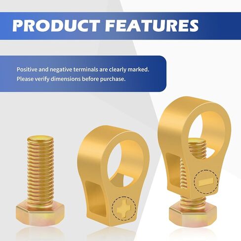 2PCS Car Battery Terminal Connector,Car Copper Battery Terminals for Providing Current Transfer,Universal Cars Batteries Terminal Connectors with Spacers for Cars/Trucks/Boats in Kuwait