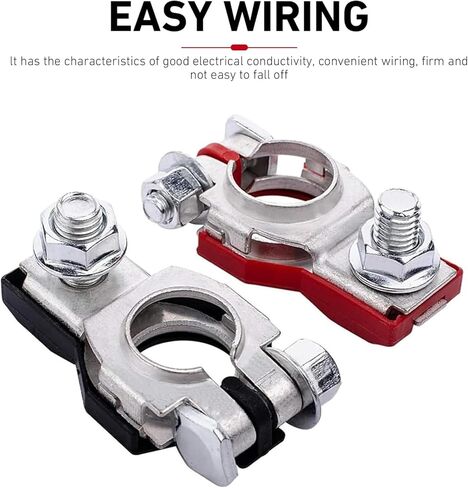Premium Battery Terminal Connectors Set - Positive & Negative Top Post Adapters for Cars, Trucks, SUVs & Motorcycles with Secure Washers & Durable Design (2PCS) in Kuwait
