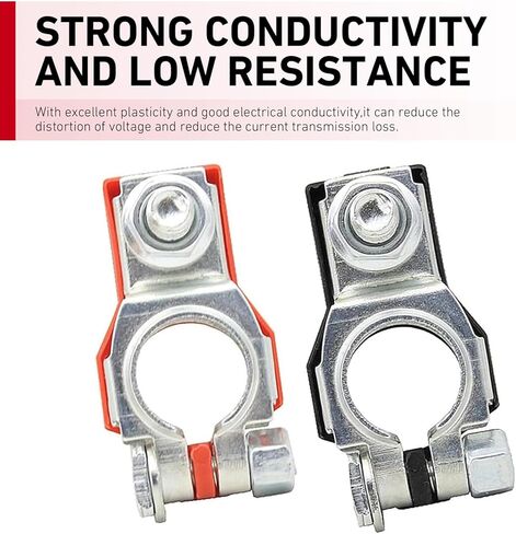Premium Battery Terminal Connectors Set - Positive & Negative Top Post Adapters for Cars, Trucks, SUVs & Motorcycles with Secure Washers & Durable Design (2PCS) in Kuwait