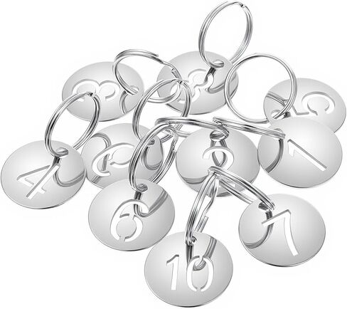 1 to 10 Number Tags,Stainless Steel Key Tags with Labels Round Metal Number Keychain Numbered Key Tag with Metal Rings for Coat Check House Locker Organize Keys in Kuwait