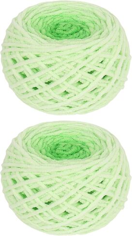 Katech Fluffy Ombre Yarn for Crocheting-2 Pcs of 285g/10.05oz-#6 Super Bulky Velvet Chenille Yarn for Knitting, Soft Fuzzy Gradient Cake Yarns for Baby Blanket, Scarf, Throw Pillow, Doll, hat(Cyan) in Kuwait
