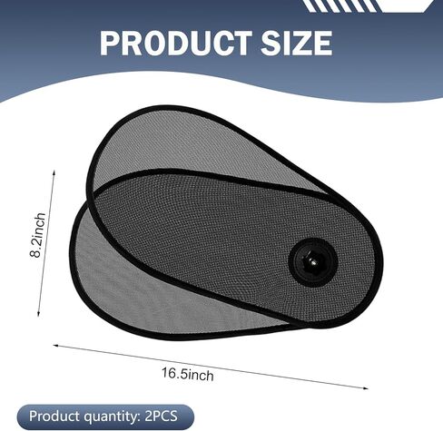 2 PCS Rotatable Car Side Window Sun Shades, Heat & Glare Protection Visor with Suction Cups, Breathable Mesh Shield for Driver & Passenger Windows, Foldable Cover for Most Cars (Black) in Kuwait