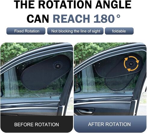 2 PCS Rotatable Car Side Window Sun Shades, Heat & Glare Protection Visor with Suction Cups, Breathable Mesh Shield for Driver & Passenger Windows, Foldable Cover for Most Cars (Black) in Kuwait