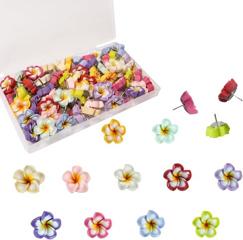 60 PCS Flower Push Pin Colorful Flower Thumbtack for Cork Board Bulletin Board Photo Wall Home Office School Supplies in Saudi Arabia